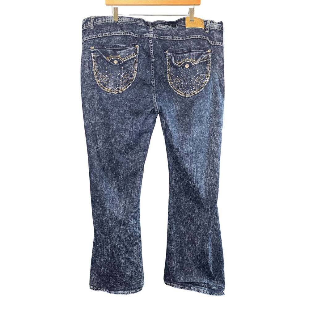 Vintage Apple Bottom Flare Jeans Womens 24 Plus Acid Washed Stretch Flap Pockets